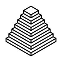 Stacked pyramid blocks icon for growth or progress. Editable stroke. vector