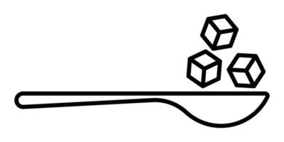 Spoon with sugar cubes in a minimal icon design. Editable stroke. vector