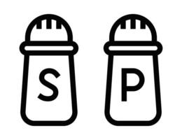 Salt and pepper shakers in an outlined style. Editable stroke. vector