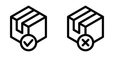 Package approval and rejection icon in outlined style. Editable stroke. vector