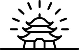 Bokeh image of a temple silhouette against a sunset with space for text below. vector
