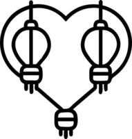 Bokeh digital art of traditional lanterns forming a heart shape with copy space above. vector