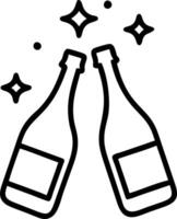 Bokeh digital art of sparkling wine bottles with light reflections copy space below. vector