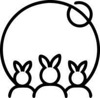 Bokeh digital art of people silhouetted against a moon with rabbits ample copy space at the bottom. vector