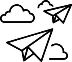 Bokeh digital art of paper airplanes flying together with soft clouds and copy space above. vector