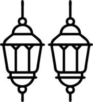 Bokeh digital art of ornate lanterns emitting soft light with copy space on the side. vector