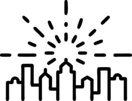 Bokeh digital art of fireworks over a city skyline at night copy space above. Set 2 vector