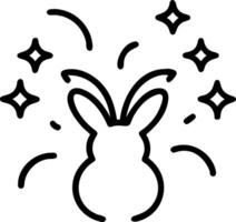Bokeh digital art of fireworks forming the shape of a rabbit with ample copy space above. vector