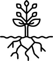 Bokeh digital art of a tree with roots reaching into the sky and copy space below. vector