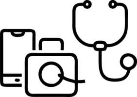 Bokeh digital art background with telemedicine icons and copy space vector