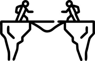 Bokeh digital art of a bridge connecting two cliffs with people walking copy space below. vector