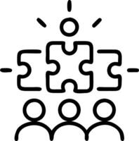 Bokeh background with team assembling puzzle pieces copy space above. Set 4 vector