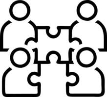 Bokeh background with team assembling puzzle pieces copy space above. Set 2 vector