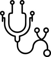 Bokeh digital art of stethoscope intertwined with digital circuits and copy space vector