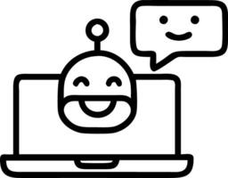Bokeh digital art of smiling customer interacting with AI chatbot on laptop vector