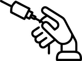 Bokeh digital art of robotic hand holding a medical syringe and copy space vector