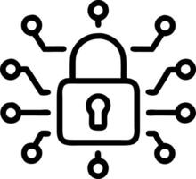 Bokeh digital art of futuristic security icons and data patterns with copy space vector