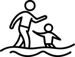 Bokeh Digital Art of a Father Teaching Child to Surf vector