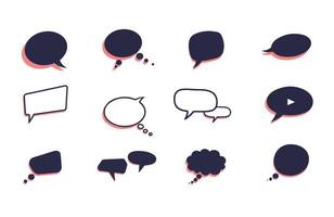 Black Silhouette Thought Balloons for Media and Design Applications vector