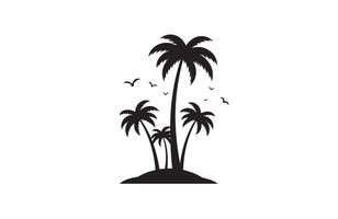 Beachfront Lined with Tall Palm Trees vector
