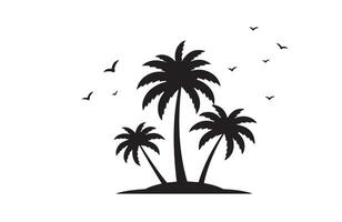 Sunset Glow Behind Silhouetted Palm Trees vector
