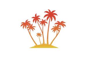Dreamy Island View with Palm Trees vector