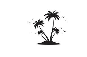 Serene Sunset with Palm Trees on the Shore vector