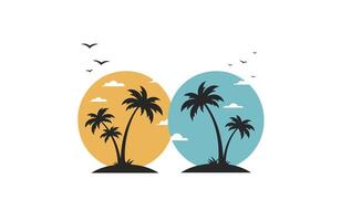 Exotic Island with Palm Trees and Clear Sky vector