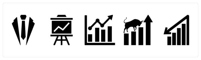 Set of 5 mix icons as business suite, business presentation, business increase vector