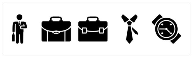 Set of 5 mix icons as businessman, briefcase, portfolio vector