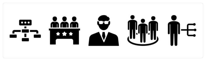 Set of 5 mix icons as business hierarchy, meeting, businessman vector