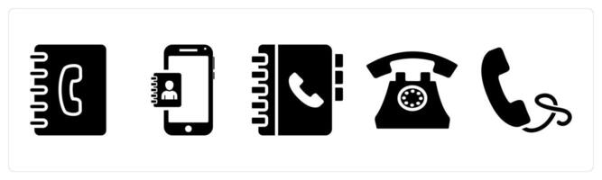 Set of 5 mix icons as business contacts, mobile contacts, contacts book vector