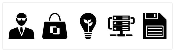 Set of 5 mix icons as businessman, business bag, inspiration vector
