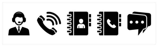 Set of 5 mix icons as customer support, calling, contact book vector