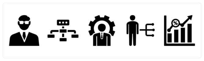 Set of 5 mix icons as businessman, business hierarchy, business management vector