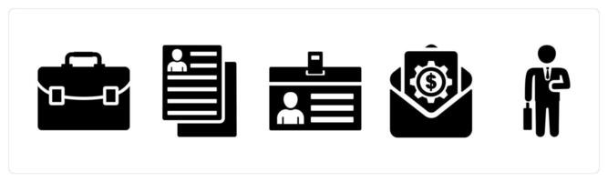 Set of 5 mix icons as portfolio, user details, id card vector