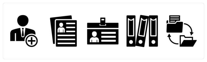 Set of 5 mix icons as create user, user details, id card vector