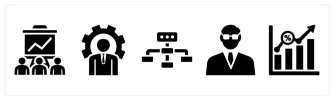 Set of 5 mix icons as business presentation, business management, business hierarchy vector