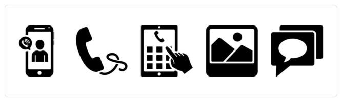 Set of 5 mix icons as mobile calling, calling, contacts vector