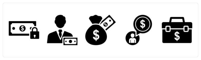 Set of 5 mix icons as money security, accountant, investment vector