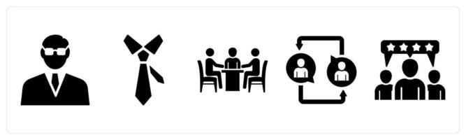 Set of 5 mix icons as businessman, tie, meeting vector