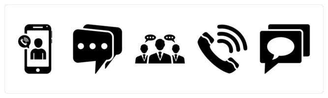 Set of 5 mix icons as mobile calling, message, business conversation vector