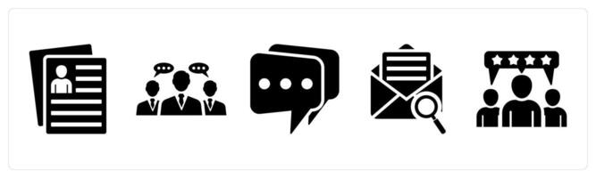 Set of 5 mix icons as user details, business conversation, message vector