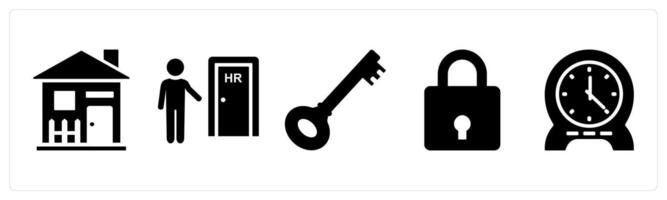 Set of 5 mix icons as real estate, human resource, key vector