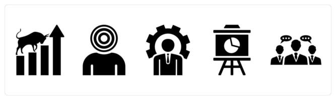 Set of 5 mix icons as business growth, business target, business management vector