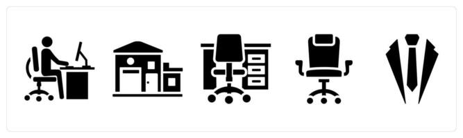 Set of 5 mix icons as office work, office, office table vector