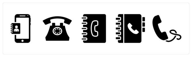 Set of 5 mix icons as mobile contacts, landline, business contacts vector
