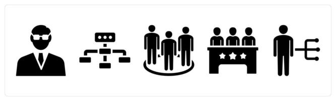 Set of 5 mix icons as businessman, business hierarchy, managers vector