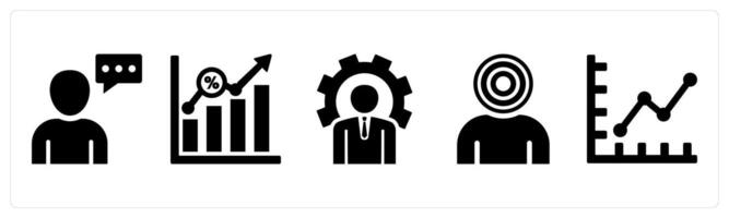 Set of 5 mix icons as business conversation, business growth, business management vector