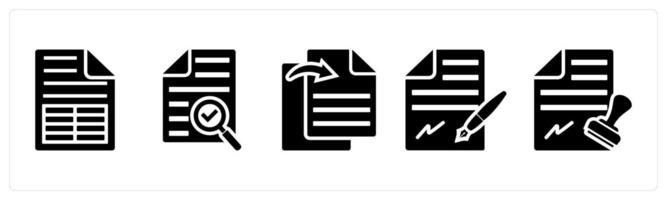 Set of 5 mix icons as article, search file, file transfer vector